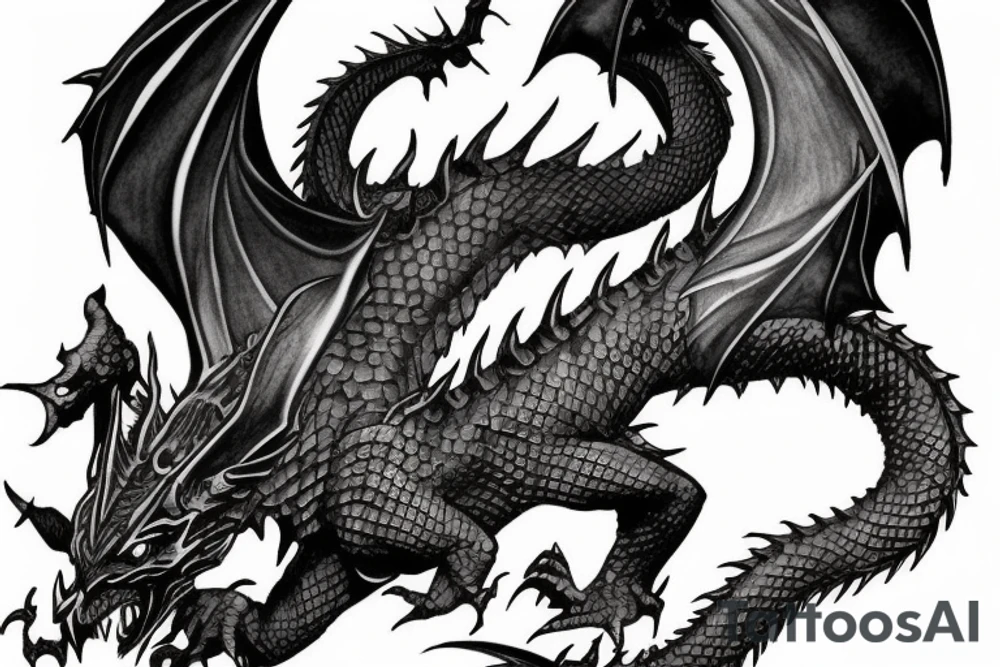 red dragon from dungeons and dragons in dragon nest tattoo idea