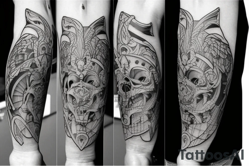 3d puzzles on forearm tattoo idea