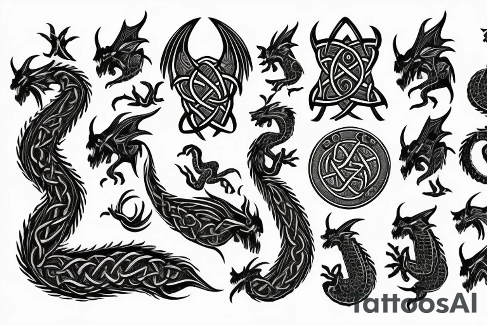 Celtic arm and chest tattoo with a welsh dragon tattoo idea Celtic arm and chest tattoo with a welsh dragon tattoo idea