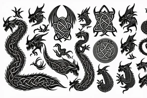 Celtic arm and chest tattoo with a welsh dragon tattoo idea