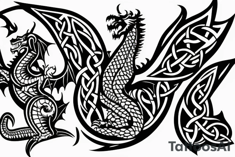 Celtic arm and chest tattoo with a welsh dragon tattoo idea Celtic arm and chest tattoo with a welsh dragon tattoo idea