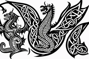 Celtic arm and chest tattoo with a welsh dragon tattoo idea