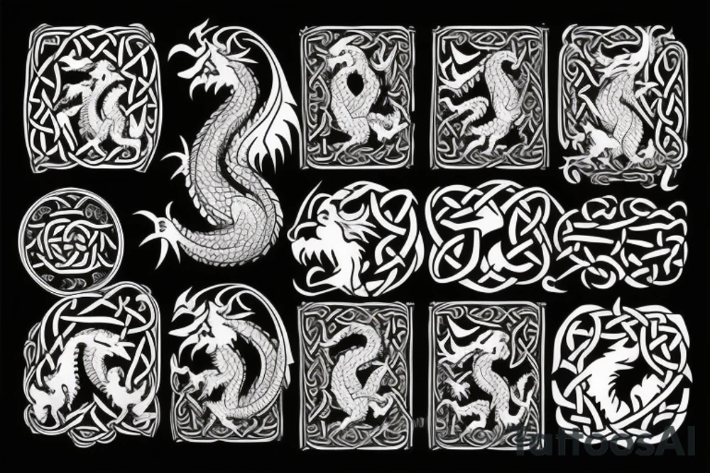 Celtic arm and chest tattoo with a welsh dragon tattoo idea