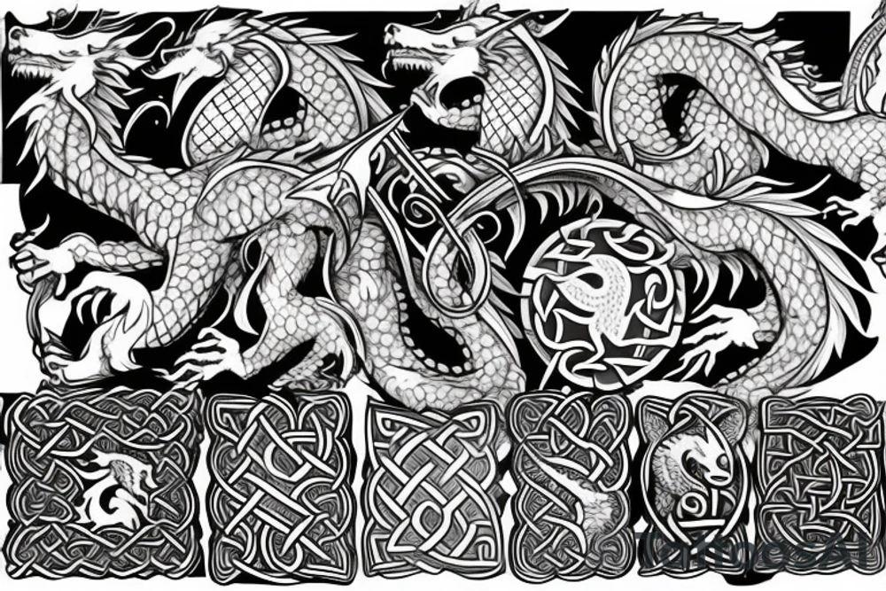 Celtic arm and chest tattoo with a welsh dragon tattoo idea Celtic arm and chest tattoo with a welsh dragon tattoo idea