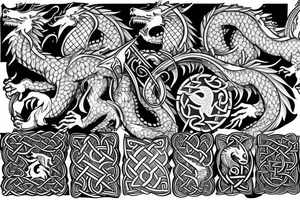 Celtic arm and chest tattoo with a welsh dragon tattoo idea
