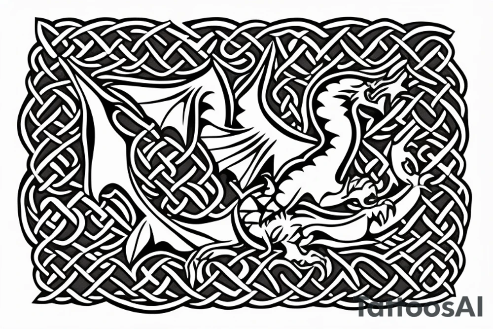 Celtic sleeve with a welsh dragon tattoo idea