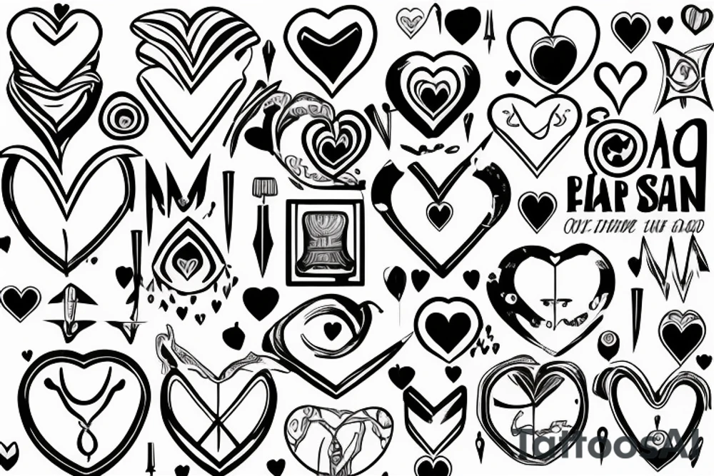 sharp lines, heart tattoo idea
