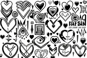 sharp lines, heart tattoo idea