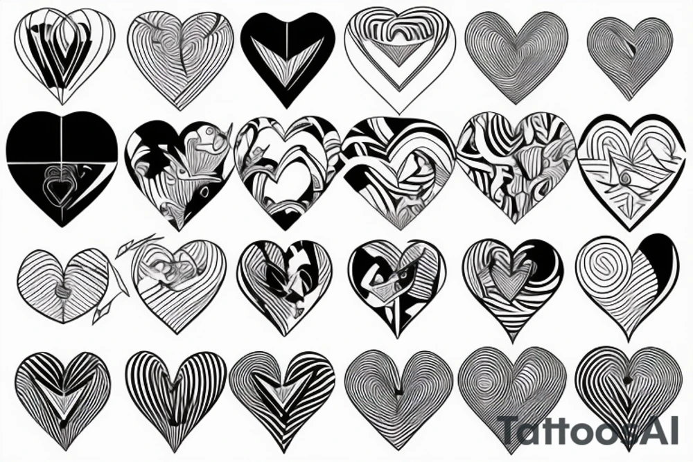 sharp lines, heart tattoo idea