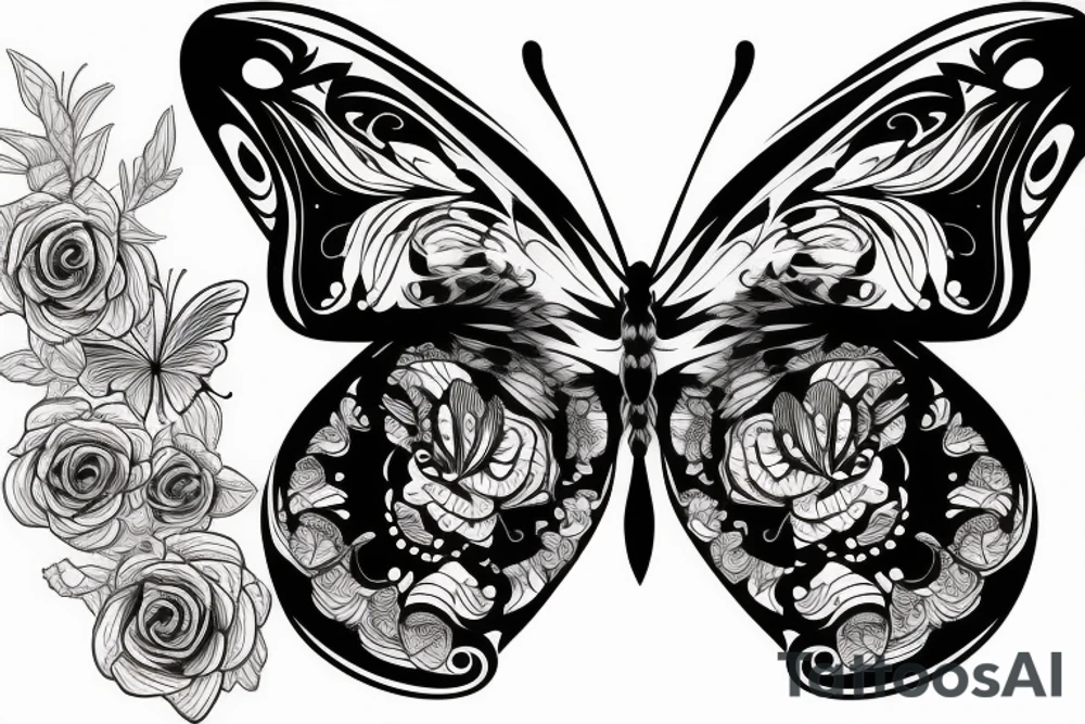 Evil detailed butterfly tattoo idea