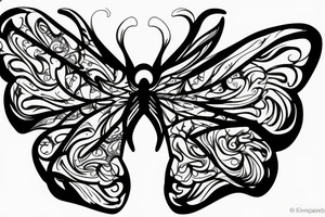 Evil detailed butterfly with skull face tattoo idea