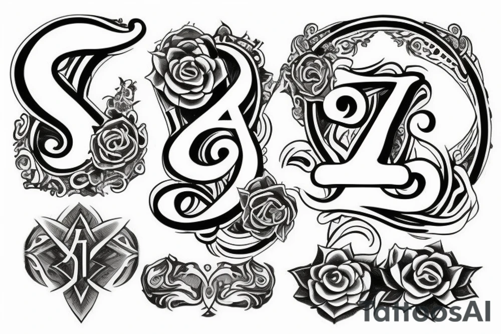 Initial A & T with cool design to match tattoo idea