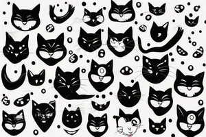 Black cat with white dots on face tattoo idea