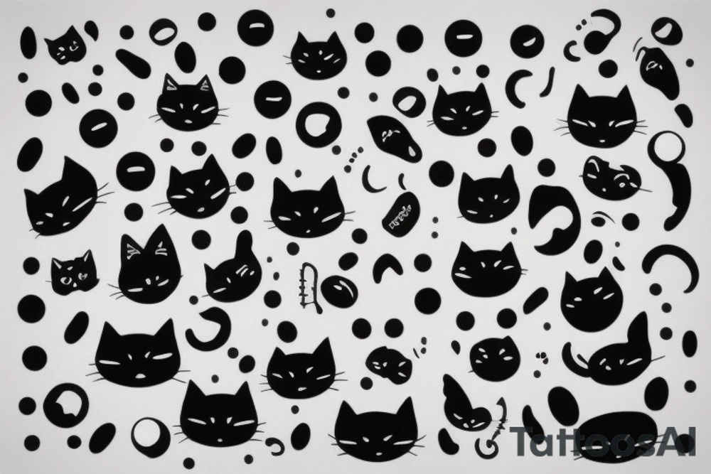 Black cat with white dots on face tattoo idea