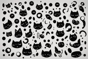 Black cat with white dots on face tattoo idea