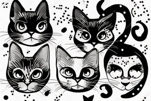 Black cat with white dots on face tattoo idea