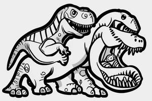 baby t-rex with soother in mouth and ribobn on head tattoo idea