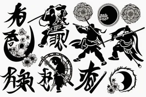Samurai under the moon tattoo idea