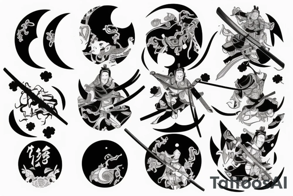 Samurai under the moon tattoo idea