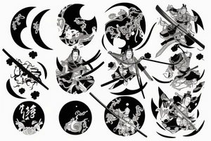 Samurai under the moon tattoo idea