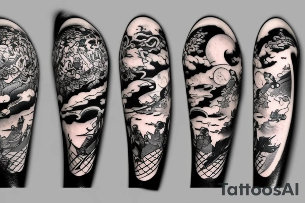 Samurai under the moon tattoo idea