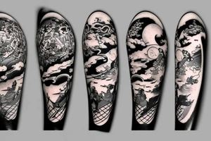 Samurai under the moon tattoo idea