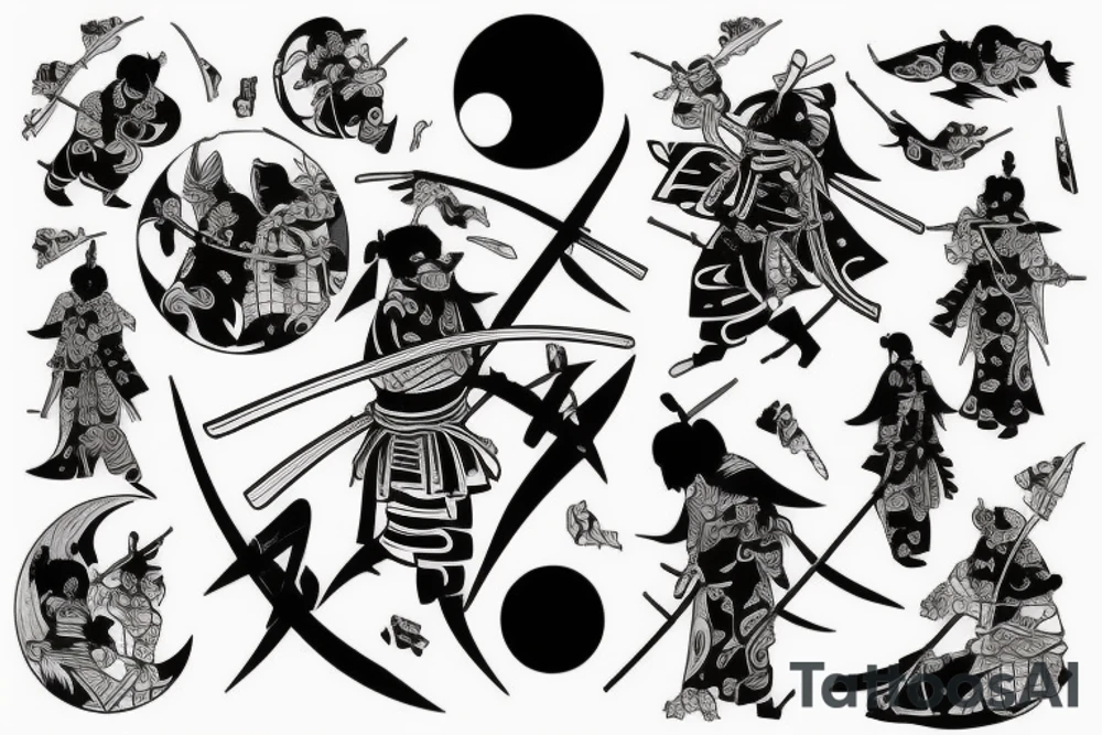 Samurai under the moon tattoo idea
