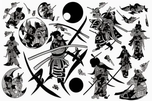 Samurai under the moon tattoo idea