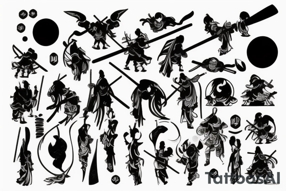 Samurai under the moon tattoo idea