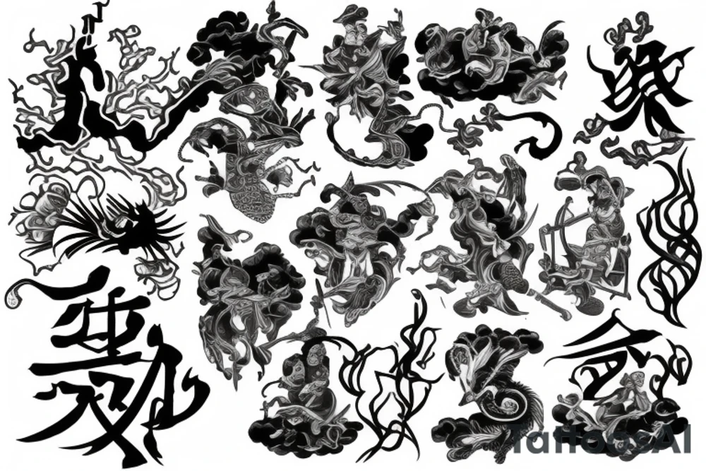 Medieval and Japanese tattoo idea