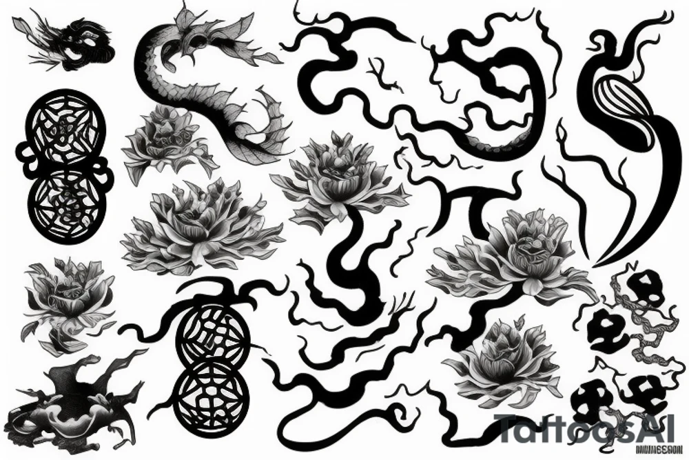 Medieval and Japanese tattoo idea