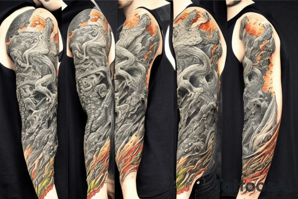 dragon, lord of the rings style. Full sleeve tattoo idea