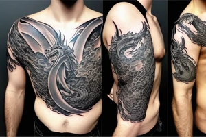 dragon, lord of the rings style. chest and arm tattoo idea