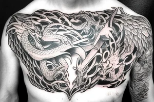dragon, lord of the rings style. chest and arm tattoo idea