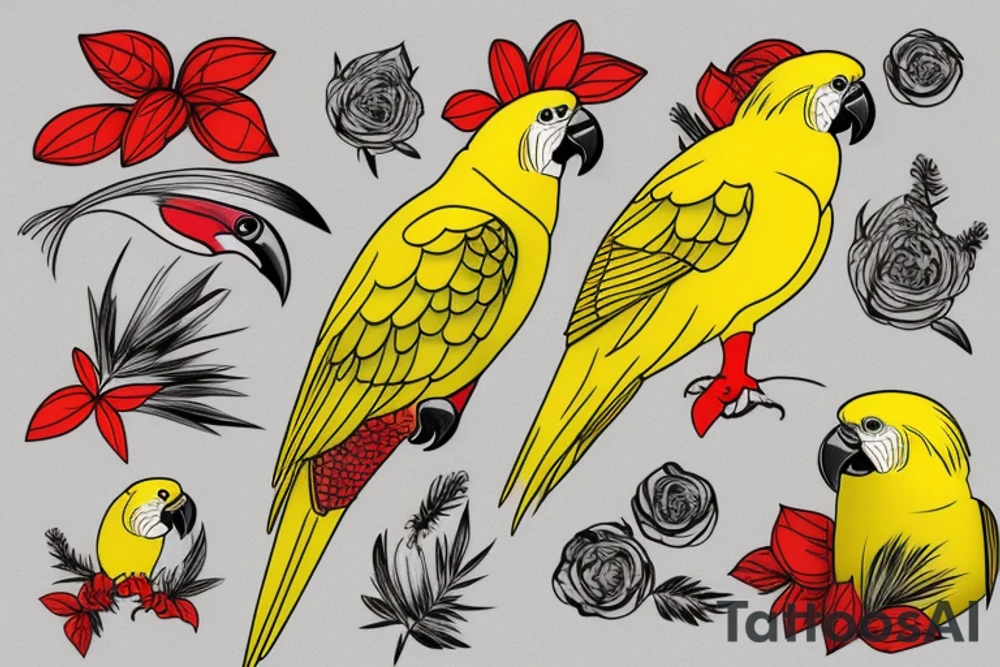 yellow cockatiel parrot with red cheeks tattoo idea