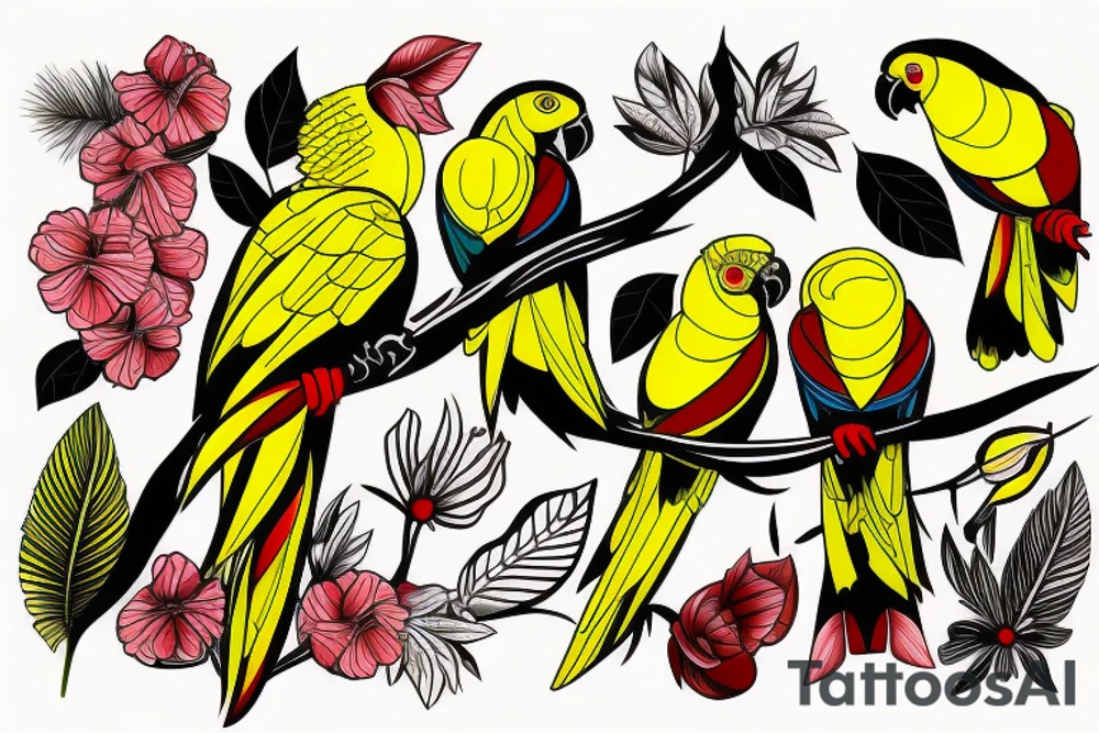yellow cockatiel parrot with red cheeks tattoo idea