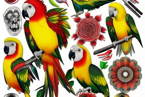 yellow cockatiel parrot with red cheeks tattoo idea
