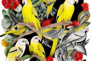 yellow cockatiel parrot with red cheeks tattoo idea