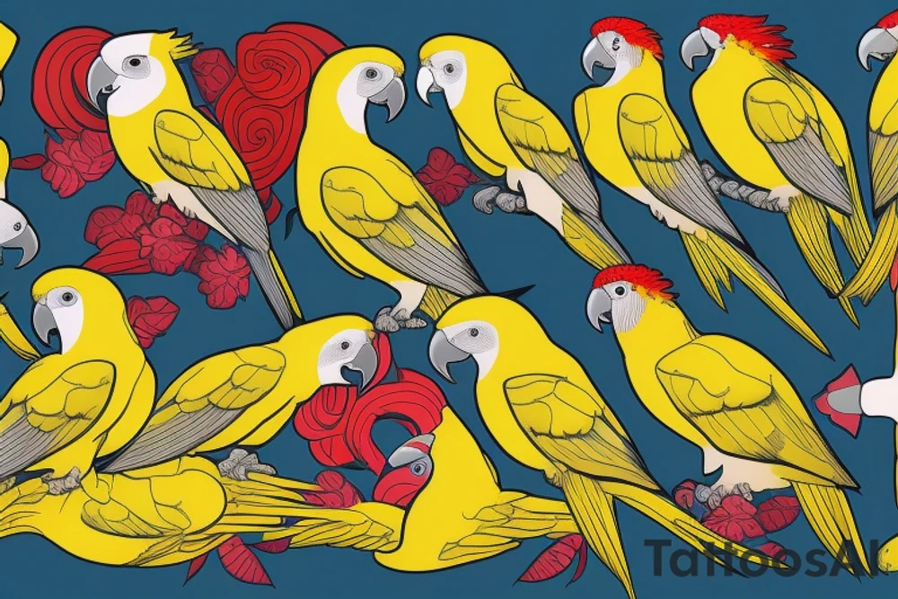 yellow cockatiel parrot with red cheeks tattoo idea