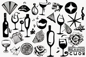beach, wine and sun tattoo idea