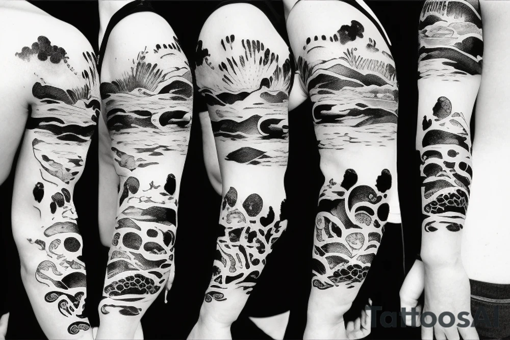 beach, wine and sun tattoo idea