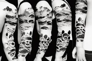 beach, wine and sun tattoo idea