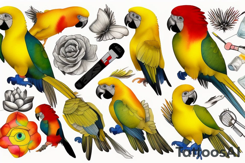 yellow cockatiel parrot with red cheeks tattoo idea