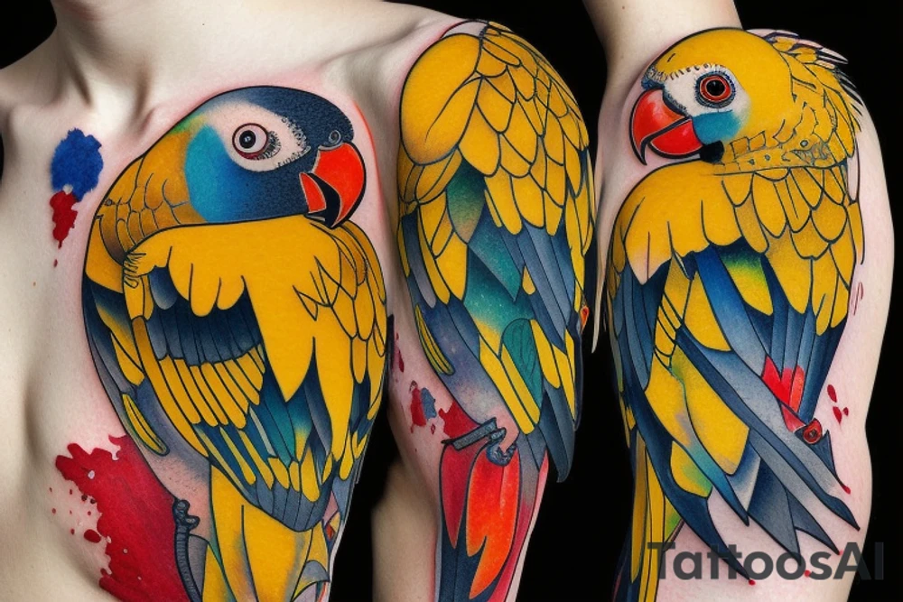 yellow cockatiel parrot with red cheeks tattoo idea