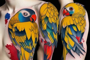 yellow cockatiel parrot with red cheeks tattoo idea