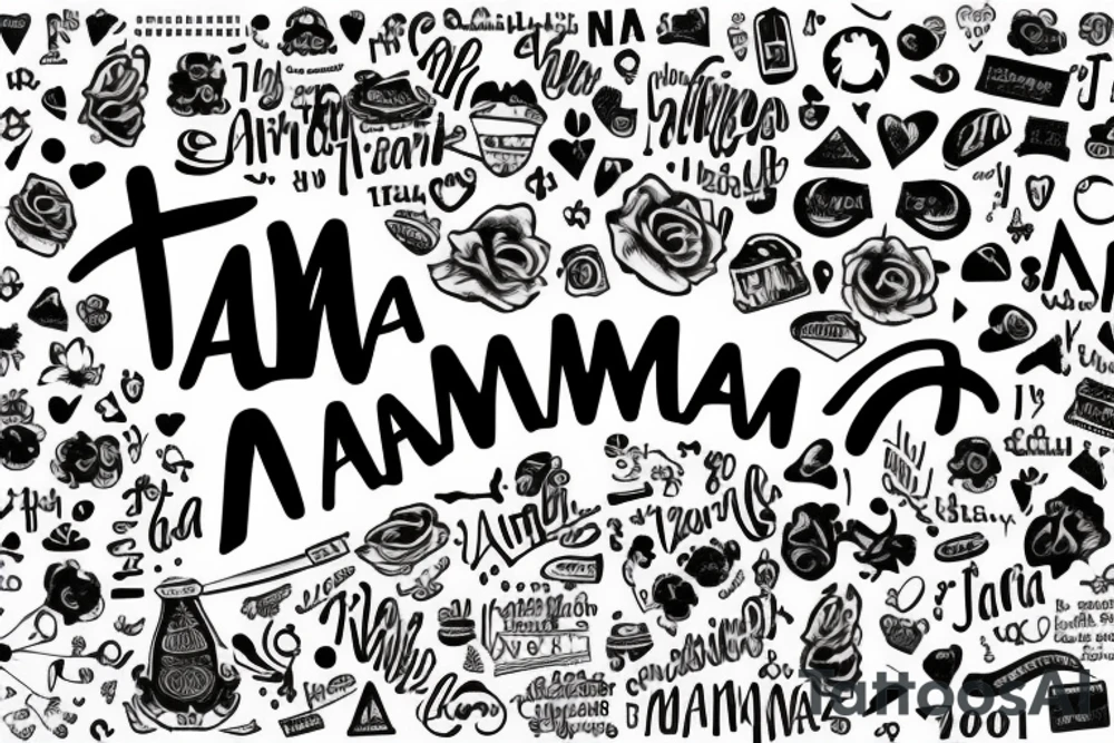 A writing with letters "ah sto mama tata glazba trenirka" tattoo idea