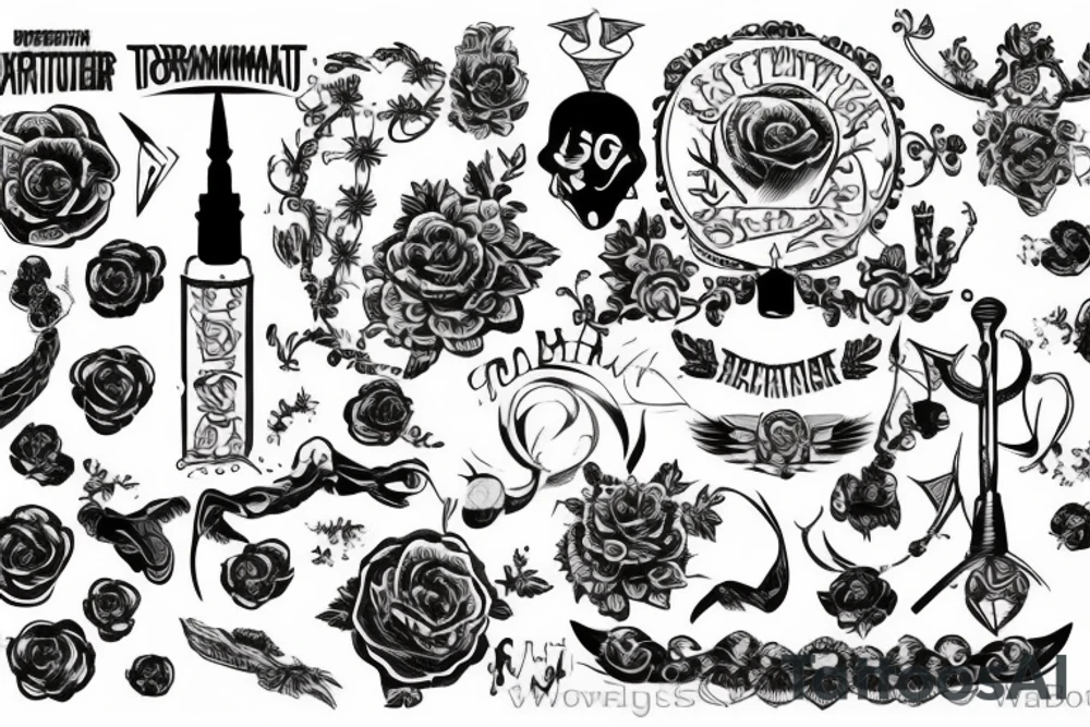 доберман с цветами tattoo idea
