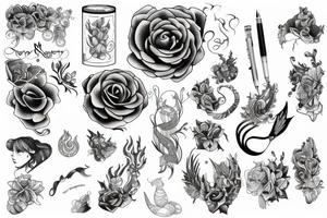 pen and pencil tattoo idea