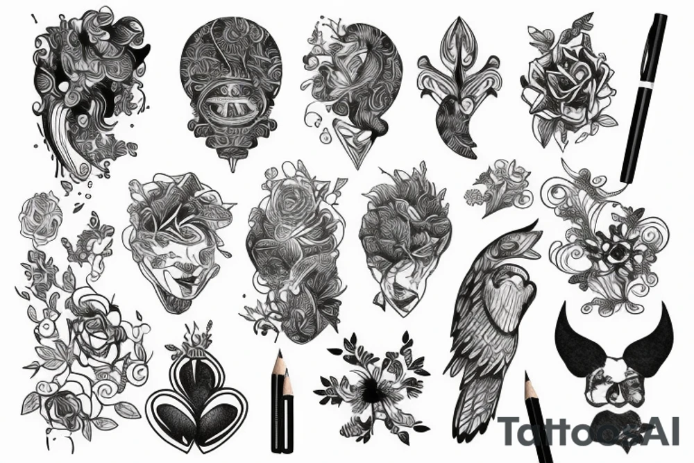 pen and pencil tattoo idea