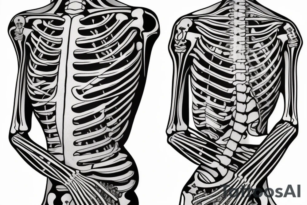 Anatomical ribcage skeleton with music notes geometric tattoo idea Anatomical ribcage skeleton with music notes geometric tattoo idea